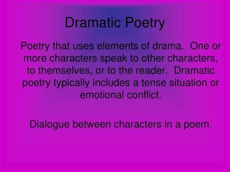 what is dramatic poetry and how does it reflect the inner world of characters?